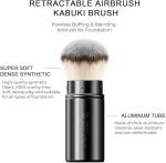 DUcare Retractable Airbrush Kabuki Brush for All Face Makeup & Foundation for Liquid, Cream and Powder Face Makeup With Aluminum Handle