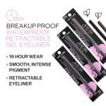 wet n wild Mega Last Breakup Proof Waterproof Retractable Gel Eyeliner - Ultra Pigmented 16-Hour Long Wear, Smudge Proof Satin Finish Formula, Cruelty-Free & Vegan - Intense Black