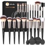 Makeup Brushes Set, Mlemle Professional 25 Pcs Makeup Kit, Include Powder Foundation Concealers Blush Eye shadows 21 Pcs Makeup Brushes and 2 Powder Puff, 2 Makeup Sponge(B02-CreamBlack)