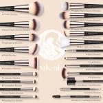 Makeup Brushes Set, Mlemle Professional 25 Pcs Makeup Kit, Include Powder Foundation Concealers Blush Eye shadows 21 Pcs Makeup Brushes and 2 Powder Puff, 2 Makeup Sponge(B02-CreamBlack)
