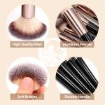 Makeup Brushes Set, Mlemle Professional 25 Pcs Makeup Kit, Include Powder Foundation Concealers Blush Eye shadows 21 Pcs Makeup Brushes and 2 Powder Puff, 2 Makeup Sponge(B02-CreamBlack)