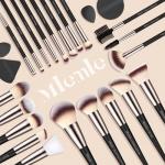 Makeup Brushes Set, Mlemle Professional 25 Pcs Makeup Kit, Include Powder Foundation Concealers Blush Eye shadows 21 Pcs Makeup Brushes and 2 Powder Puff, 2 Makeup Sponge(B02-CreamBlack)