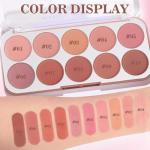 JUYANGYAN 10 Colors Blush Palette for Cheeks, Lightweight Matte Finish Blush Powder for Face, Buildable Facial Makeup Palette