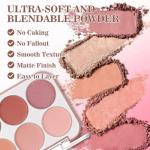 JUYANGYAN 10 Colors Blush Palette for Cheeks, Lightweight Matte Finish Blush Powder for Face, Buildable Facial Makeup Palette