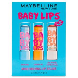 Maybelline New York Baby Lips Moisturizing Lip Balm 3-pack, Lip Care Essentials, 3 Shades