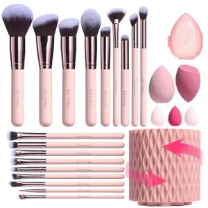 18-Piece Premium Synthetic Makeup Brush Set (Pink)