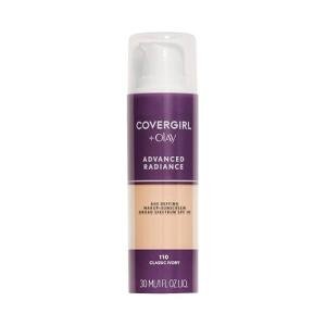 COVERGIRL Advanced Radiance Age Defying Liquid Foundation in Classic Ivory, Hides Wrinkles & Lines, Sensitive Skin Safe, Packaging May Vvary