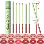Pudaier 6-Color Lip Liner Pencil - Matte Velvet Lip Liner Set With Storage Bucket, Defining & Filling Lips, Waterproof & Long-Lasting Nude Lip Liner Pencils | Set 02