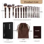 MAANGE Makeup Brushes 16Pcs Professional Foundation Powder Blush Contour Eyeshadows Double-End Makeup Brushes Set with Bag and Gift Box-CoffeeBrown