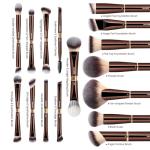 MAANGE Makeup Brushes 16Pcs Professional Foundation Powder Blush Contour Eyeshadows Double-End Makeup Brushes Set with Bag and Gift Box-CoffeeBrown