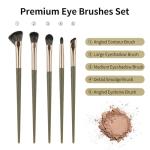 Eye Makeup Brush Set, 5 Pcs Eye Shadow Brushes Set Professional Eyeshadow Makeup Blending Brushes with Synthetic & Wood Handle Angled Eyeshadow Brush for Eyebrows, Eyeliner, Liquid, Cream, Concealer