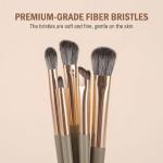 Eye Makeup Brush Set, 5 Pcs Eye Shadow Brushes Set Professional Eyeshadow Makeup Blending Brushes with Synthetic & Wood Handle Angled Eyeshadow Brush for Eyebrows, Eyeliner, Liquid, Cream, Concealer