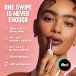 REVLON Super Lustrous Glass Shine Balm, Hydrating Tinted Lip Balm with Hyaluronic Acid, Aloe & Rose Quartz, 008 Rum Raisin, 0.11 oz