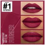 Maybelline Super Stay Matte Ink Liquid Lipstick Makeup, Long Lasting High Impact Color, Up to 16H Wear, Founder, Cranberry Red, 1 Count, Packaging May Vary