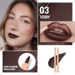 Oulac Brown Lip Liner Pencil, 2in1 Retractable Makup Crayon for Lipliner and Eyeliner, Highly Pigmented, Smooth, Long Lasting and Waterproof Formula, Vegan Beauty, 03 Teddy