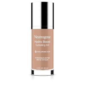 Neutrogena Hydro Boost Hydrating Tint Foundation Makeup for Dry Skin, with Hyaluronic Acid, Lightweight Oil-Free Water Gel, Non-Comedogenic, 50 Soft Beige, 1.0 fl. oz