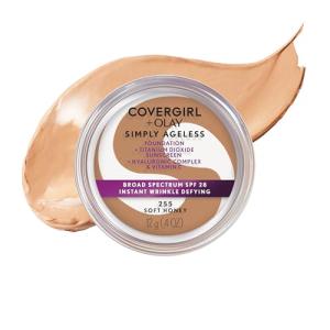 COVERGIRL & Olay Simply Ageless Instant Wrinkle-Defying Foundation, 255 Soft Honey , 0.44 Fl Oz (Pack of 1)