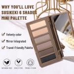 SUSIKEKI 6 Colors Mini Naked Eyeshadow Makeup Palette Neutral Nude Smoky Eye Shadow Taupe & Brown Matte Make Up Pallet with Mirror Highly Pigmented Long Lasting Waterproof Travel Size Gift Kit 01