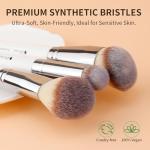 DUcare Makeup Brushes 3Pcs Foundation Contour Bronzer Brush,Concealer Brush,Blusher Powder Brush, Face Kabuki Travel Buffing Stippling Liquid Blending Makeup brush set White