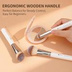 DUcare Makeup Brushes 3Pcs Foundation Contour Bronzer Brush,Concealer Brush,Blusher Powder Brush, Face Kabuki Travel Buffing Stippling Liquid Blending Makeup brush set White