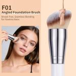 DUcare Makeup Brushes 3Pcs Foundation Contour Bronzer Brush,Concealer Brush,Blusher Powder Brush, Face Kabuki Travel Buffing Stippling Liquid Blending Makeup brush set White