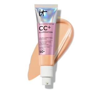 IT Cosmetics CC+ Cream Illumination (Medium) - Radiant Full Coverage Foundation With SPF 50+, Color Corrector & Hydrating Anti-Aging Serum, Hydrolyzed Collagen + Peptides - 1.08 fl oz