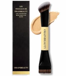 OrainiBeauty Dual-Ended Foundation Brush – 2-in-1 Makeup Brush for Liquid, Cream & Powder | Precision Tip for Contour & Hard-to-Reach Areas | Soft Vegan Bristles, Streak-Free Finish.
