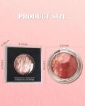 Baked Blush, Lighting Glow Marbleized Blush Powder Palette, Cruelty-Free Powder Blusher, Eyeshadow & Highlight for a Lightweight Shimmery Satin Face Makeup, Gift for Women (0.49Ounce)-01#Peachy