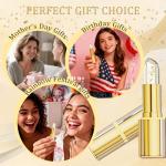 2 Pcs Color Changing Lipstick, Transferproof Gold Crystal Ph Lipstick Color Changing, Clear Lip stick That Changes Color, Nourishing Long Lasting 24 Hours Moisturizing Shine Lip Gloss for Women