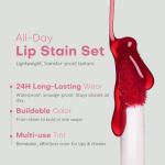 bayfree Lip Tint Stain Set, Korean Water Tint Lightweight Non-sticky, Waterproof Long Lasting Liquid Blush & Lip Stain, Transfer-Proof, Matte Finish Lip Color Makeup (made into jam)