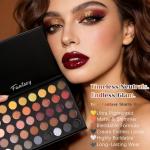 Professional Neutral Smokey Eyeshadow Makeup Palette, Matte Shimmer Metallic Black Grey Dark Goth Eye Shadows for Halloween, Pigmented Warm Smoky Naked Nude Rosy Gold Brown Pallet Daily Make Up Kit