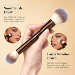 MAANGE 4 PCS Foundation Makeup Brush Set Double-ended Kabuki Contour Brush for Liquid Powder Concealer Cream Cosmetics Blending Blush Face Makeup Tools Kit (Coffee)