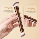 MAANGE 4 PCS Foundation Makeup Brush Set Double-ended Kabuki Contour Brush for Liquid Powder Concealer Cream Cosmetics Blending Blush Face Makeup Tools Kit (Coffee)