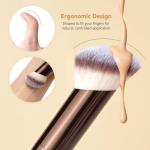 MAANGE 4 PCS Foundation Makeup Brush Set Double-ended Kabuki Contour Brush for Liquid Powder Concealer Cream Cosmetics Blending Blush Face Makeup Tools Kit (Coffee)