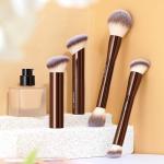MAANGE 4 PCS Foundation Makeup Brush Set Double-ended Kabuki Contour Brush for Liquid Powder Concealer Cream Cosmetics Blending Blush Face Makeup Tools Kit (Coffee)