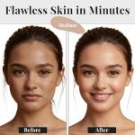 Jerome Alexander My Color Self-Adjusting Foundation, Hydrating & Lightweight Face Makeup, Skincare-Infused, with Kabuki Brush, Medium, 1 oz