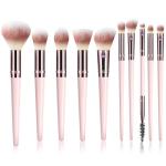 Makeup Brush Set, Premium Synthetic 10 PCS Makeup Brushes, Travel Makeup Brush Set with Soft Hairs, Makeup Brushes Set Professional for Blush, Eyeliner, Eyeshadow, Concealer, and Foundation (Pink)