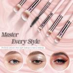 Makeup Brush Set, Premium Synthetic 10 PCS Makeup Brushes, Travel Makeup Brush Set with Soft Hairs, Makeup Brushes Set Professional for Blush, Eyeliner, Eyeshadow, Concealer, and Foundation (Pink)