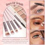 Makeup Brush Set, Premium Synthetic 10 PCS Makeup Brushes, Travel Makeup Brush Set with Soft Hairs, Makeup Brushes Set Professional for Blush, Eyeliner, Eyeshadow, Concealer, and Foundation (Pink)