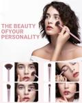 COYKROU 8Pcs Makeup Brushes Set Premium Eyeshadow Brush Professional Angled Eyebrow Brush Lip Brush Eyeshadow Brush Set With 3Pcs Powder Puffs and Pink Case 12 in 1