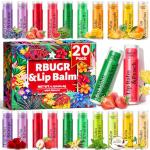 RBUGR 20 Pack Lip Balm Bulk- 12 Flavored Lip Balm Set Natural Moisturizing Hydrating for Dry Cracked Lips, Valentines Gifts for Women & Party Favors Mini Balm Pack (4.2g/0.15oz)