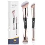 KINGMAS Foundation Concealer Brushes, 2PCS Premium Dual Ended Makeup Brush Set for Powder and Liquid Contour Blending Bronzer Concealer Cream Blush Brush
