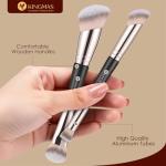 KINGMAS Foundation Concealer Brushes, 2PCS Premium Dual Ended Makeup Brush Set for Powder and Liquid Contour Blending Bronzer Concealer Cream Blush Brush