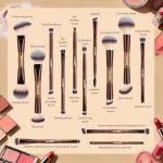 MAANGE 13 Pcs Foundation Makeup Brush Set With Bag, Make up Brushes, Double-End Multi Functional Makeup Brushes, Professional Face Brush Set Tools For Liquid Powder Concealer Cream Blush (Coffee)