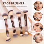 MAANGE 13 Pcs Foundation Makeup Brush Set With Bag, Make up Brushes, Double-End Multi Functional Makeup Brushes, Professional Face Brush Set Tools For Liquid Powder Concealer Cream Blush (Coffee)