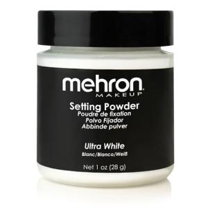 Mehron Makeup Setting Powder | Loose Powder Makeup | Perfect for Halloween 1 oz (28 g) (Ultra White)