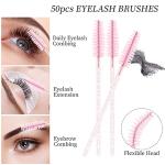 200Pcs Eyelash Extension Supplies Kit,Disposable Lash Spoolies Brushes Micro Swab Brushes Mascara Wand Lip Brushes for Eyelash Extension Tattoo Lipstick Applicator (Crystal Pink)