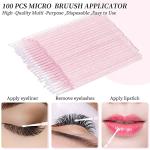 200Pcs Eyelash Extension Supplies Kit,Disposable Lash Spoolies Brushes Micro Swab Brushes Mascara Wand Lip Brushes for Eyelash Extension Tattoo Lipstick Applicator (Crystal Pink)