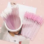 200Pcs Eyelash Extension Supplies Kit,Disposable Lash Spoolies Brushes Micro Swab Brushes Mascara Wand Lip Brushes for Eyelash Extension Tattoo Lipstick Applicator (Crystal Pink)