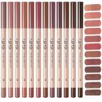 Petansy Matte Lip Liner Set,12 Colors Long Lasting Waterproof Nude Lip Liner Pencil Set,Smooth and High Pigmented Natural Lip Makeup Pencil,Matte Makeup Lipliners
